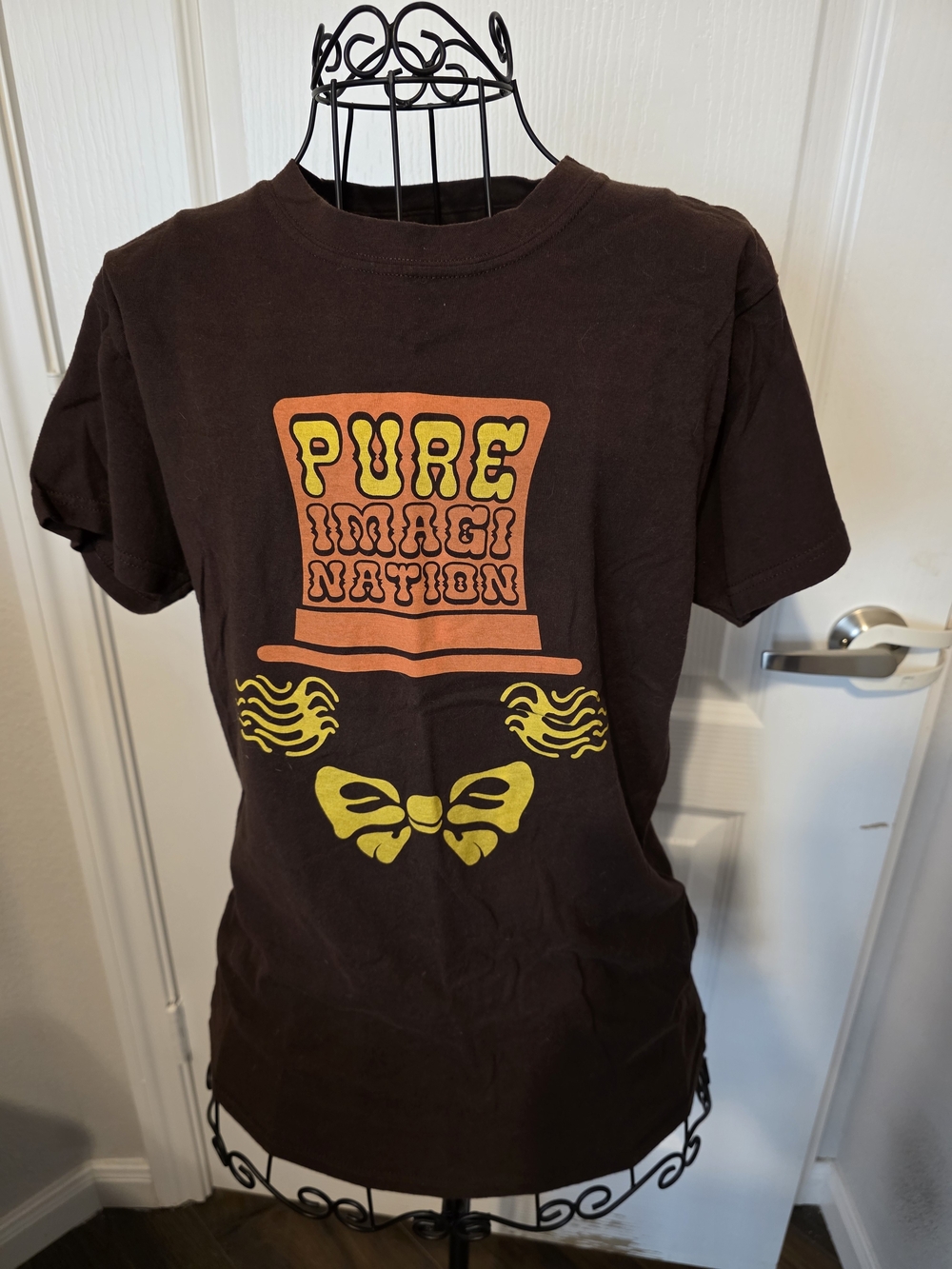 Tultex Brown Crew Neck Tee with Multicolor Logo Print